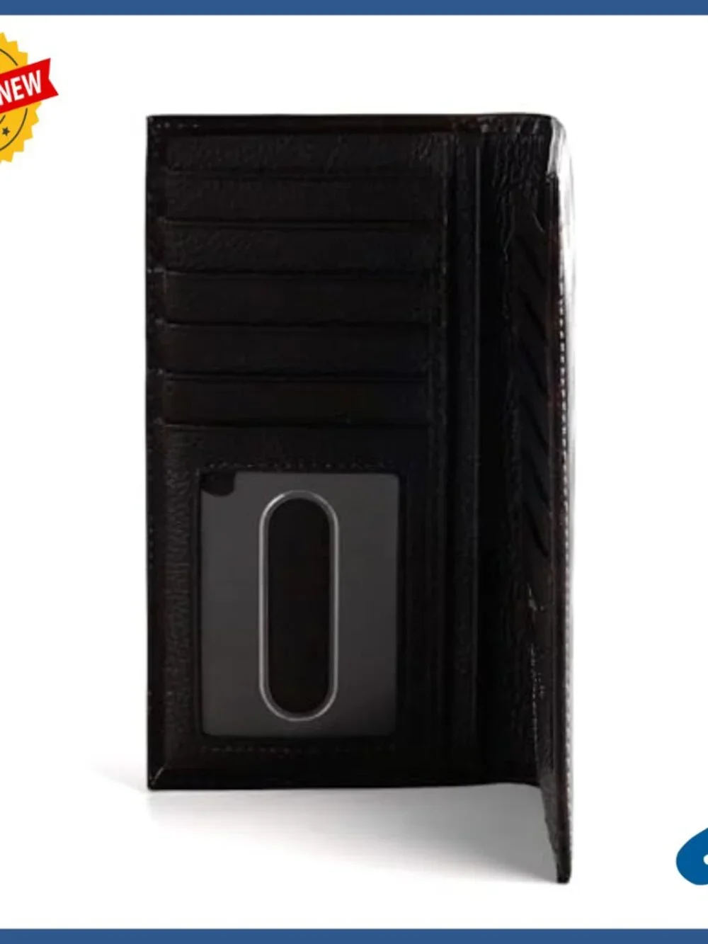 Genuine Leather Bifold Wallet with Feather Embossed Design